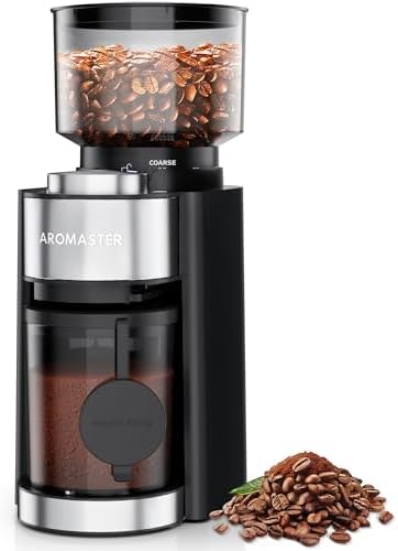 Aromaster Burr Coffee Grinder, 25 Settings, Black