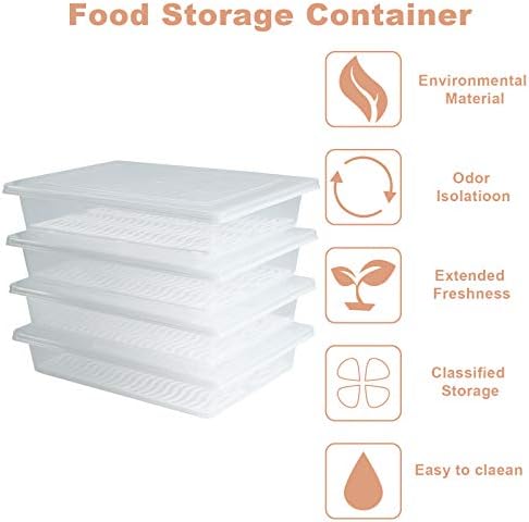 4PCS Food Storage Container, Plastic Food Containers Large