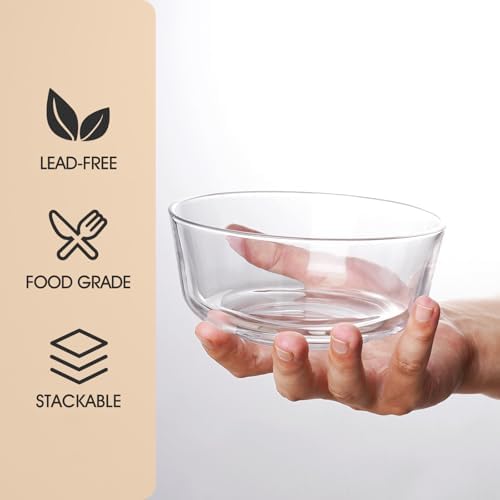 NUTRIUPS 5.7in Small Glass Salad Bowls Individual Servings,20oz Clear
