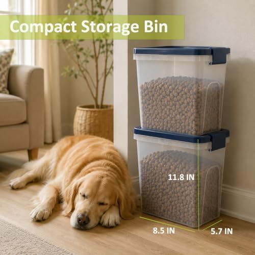 5-10 Lbs Airtight Cat Dog Food Storage Container, 8QT Compact Pet Food