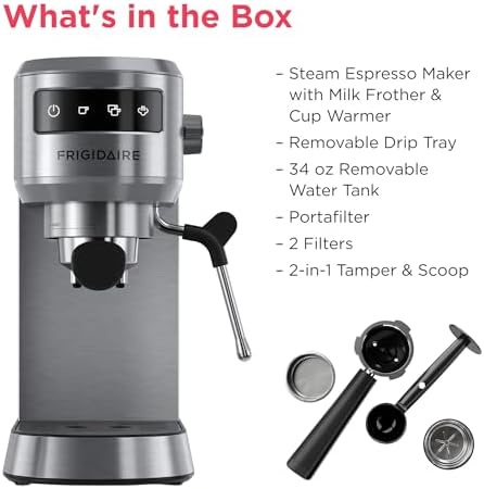 Frigidaire Steam Espresso Maker, 20 Bar, Milk Frother