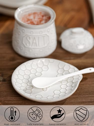 Ceramic Spoon Rest Set of 2, 5.3 Inch Spoon Holder (Vintage White)