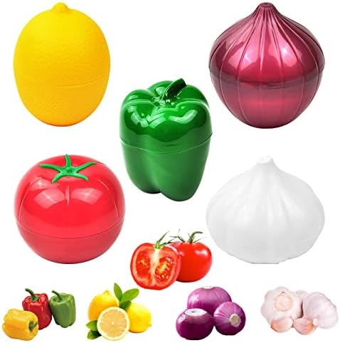 LICHMA 5pcs Plastic Vegetable Storage Box Lemon Onion Tomato Green