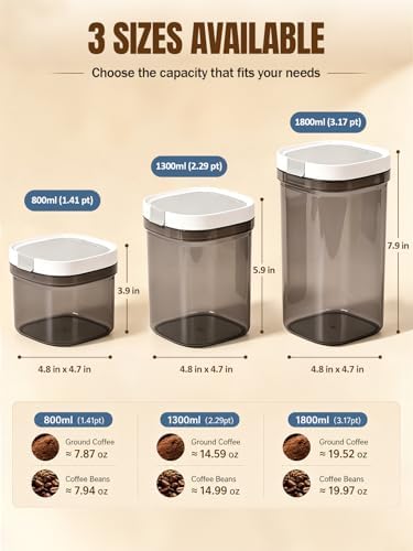 Lupow 8oz Airtight Coffee Canister with Magnetic Scoop, 800ML