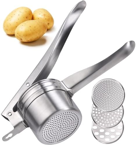 Potato Ricer 15oz Stainless Steel by Zorgons - Sturdy Masher for