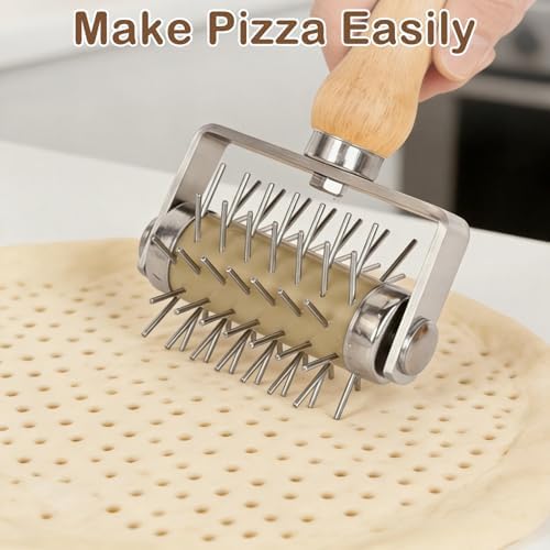 4Pcs Pizza Baking Tool Kit with Dough Docker, Non-Slip Silicone Baking