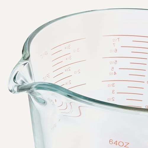 Amazon Basics Large Size Glass Measuring Cup, 8 Cup, Easy-to-Read
