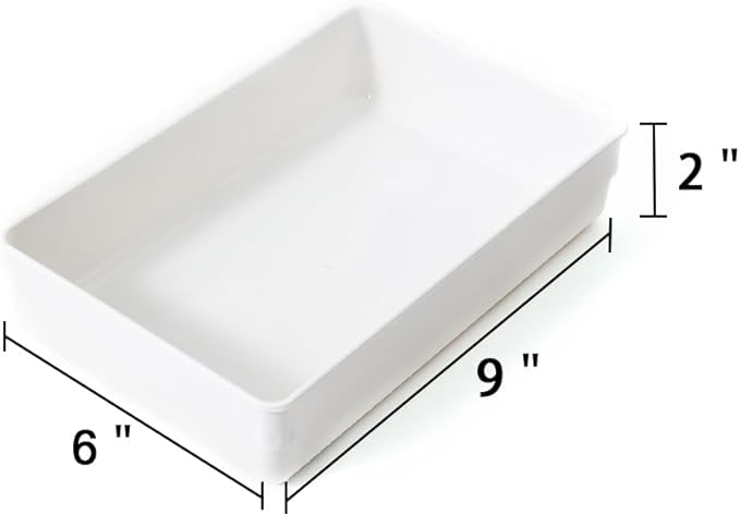 3 Pack White Plastic Drawer Organizer Tray Cutlery Utensil Makeups Drawer - Image 2