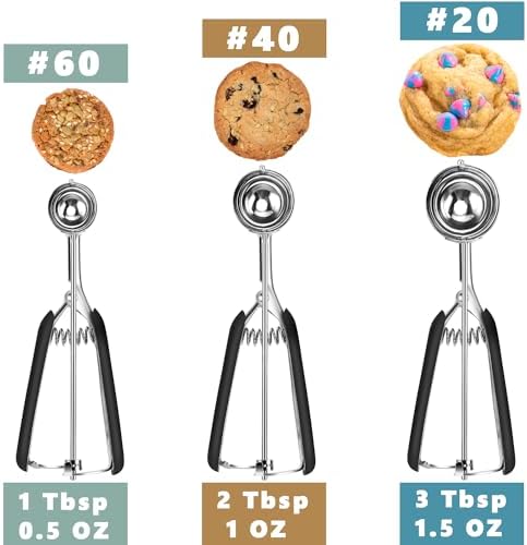 HOMURE H Cookie Scoop Set, Include 1 Tbsp/2 Tbsp/3 Tbsp, Cookie Dough