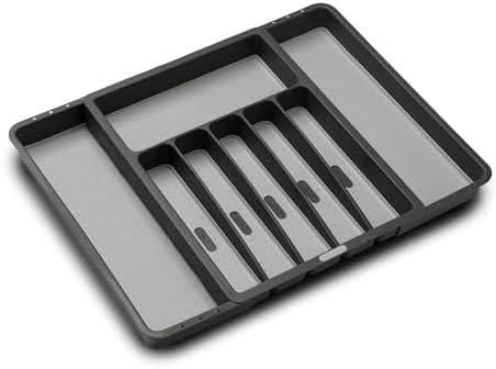 madesmart Classic Expandable Compartment Silverware Tray, Granite