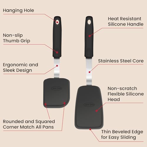 Unicook 2-Piece Small and Mini Silicone Spatula Set for Cooking and