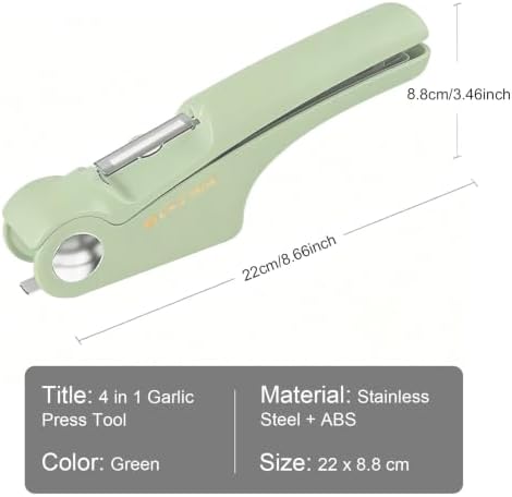 4 in 1 Garlic Press and Slicer (Green)