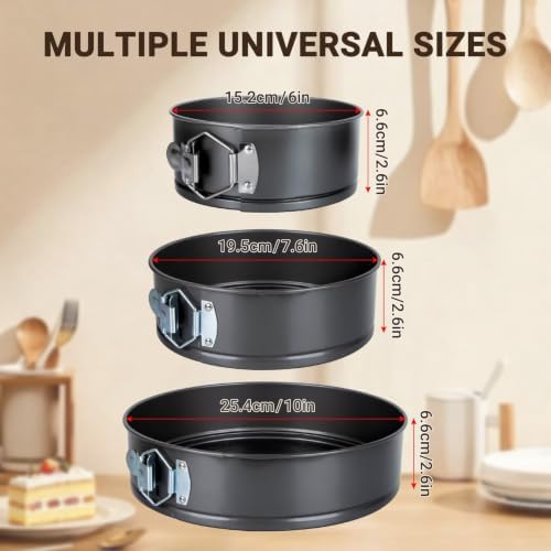 CARGEN Baking Pans Set of 3 Springform Pan for Cheesecake, 6" 7.6" 10"