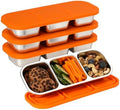 BEFOY 4 Pack Stainless Steel Snack Containers with Lids Compartments