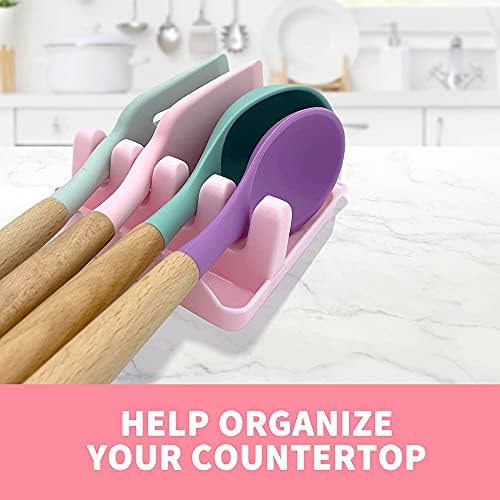 2 Pack Multiple Utensil Spoon Rest with Drip Pad Non-Slip Heat