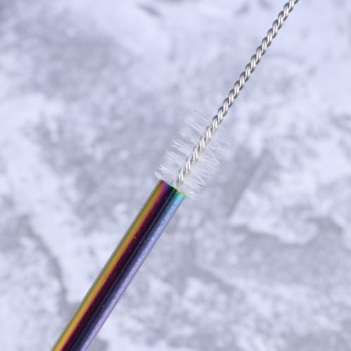 8pcs Rainbow Stainless Steel Drinking Straws Set, Reusable