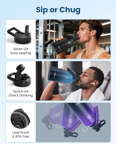 64 oz Insulated Water Bottle with Carrier Bag, Indigo Black