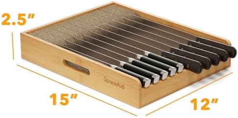SpaceAid Large Bamboo Knife Drawer Organizer