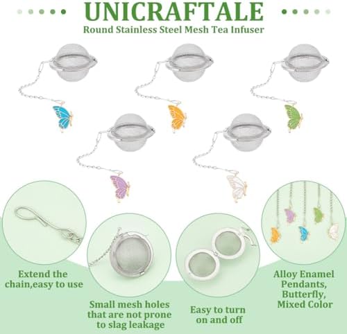 UNICRAFTALE 5pcs Round Stainless Steel Mesh Tea Infusers Round Tea