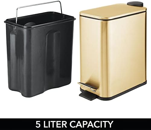 mDesign 1.3 Gallon Slim Metal Trash Can