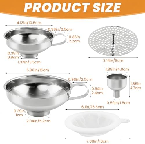6Pcs Stainless Steel Canning Funnel for Filling Mason Jars, Bottles