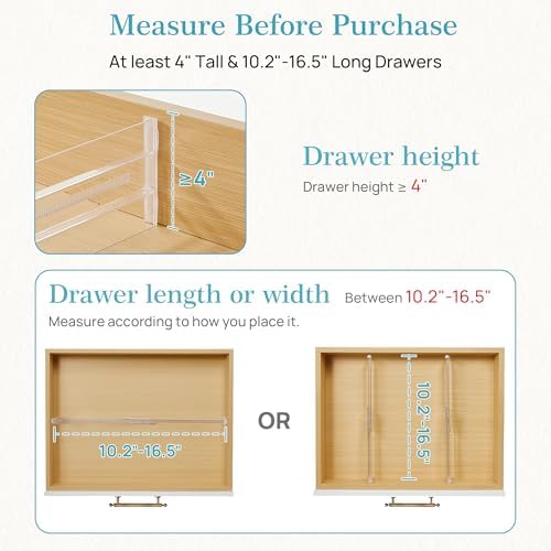 Vtopmart 12 Pack Drawer Dividers for Clothes, 4" High 10.2"-16.5"