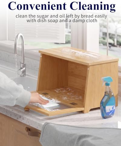 Kitsure Wooden Bread Box for Kitchen Countertop, 1-Tier, Bamboo