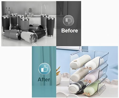 Water Bottle Organizer for Cabinet, Set of 2 Wine Bottle Rack Holder