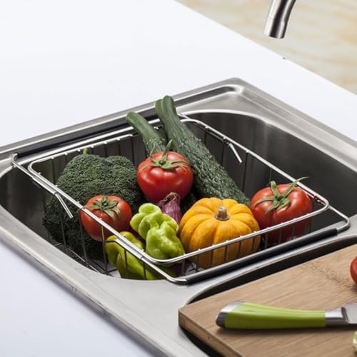 Stainless Steel Sink Colander Basket, Multi Use over Sink Drying Rack