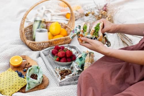 Trifecta Living Co. Versatile Beeswax Wraps,Set of 7-Fresh Food