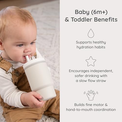 Infantino My 1st Tumbler Straw Cup with Handle, 9oz, Cream