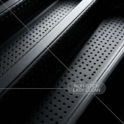 2-Pack Nonstick Carbon Steel Baguette & Hot Dog Bun Baking Pan