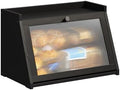 BMOSU Bread Box for Kitchen Countertop Large Capacity Corner Bread Box Farmhouse Bread Container Bread Storage Bread Holder (Black, Large)