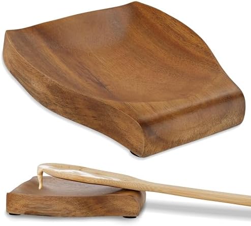 Potted Pans Wooden Spoon Rest - Acacia Wood Stove Top Spoon Holder