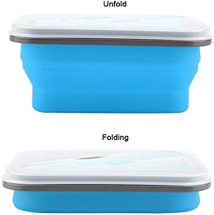 Silicone Collapsible Lunch Box, 600ml Food Storage Container with
