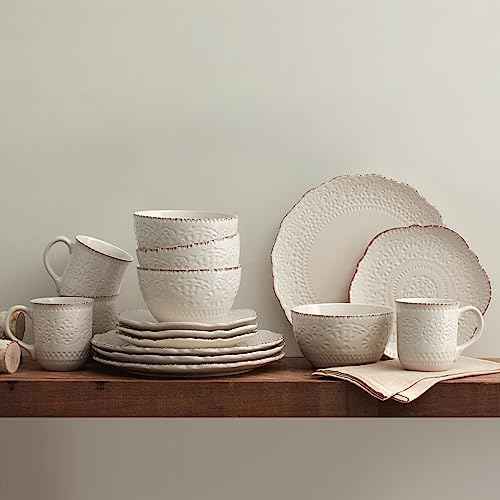 Pfaltzgraff Chateau Cream 16-Piece Stoneware Dinnerware Set, Service for 4, Off White