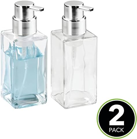 mDesign Glass Refillable Foaming Hand Soap Dispenser Modern Square