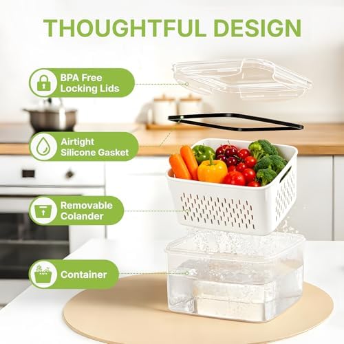 5 Pack Large Fruit Storage Containers for Fridge