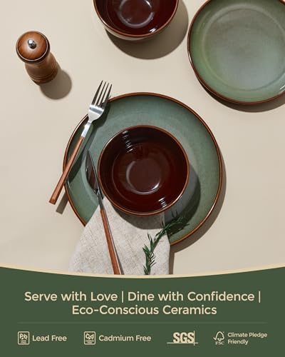 Pokini Ceramic Dinnerware Sets for 12, 36pcs Plates and Bowls Sets Dish Set