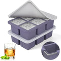 Mossime Large Silicone Ice Cube Trays with Lids, 2 Pack, Makes 2-Inch