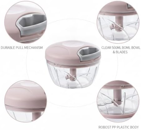 Garlic and Ginger Prep: Manual Pull-String Food Chopper with 500ml