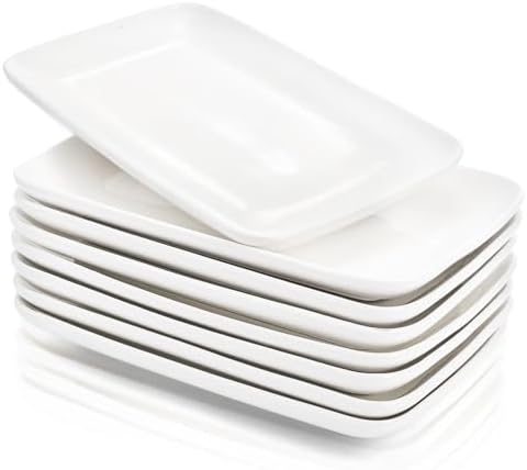 Foraineam 8 Pieces Rectangular Plates 8 Inch Porcelain Platters