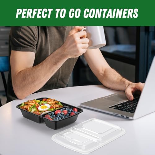 Dealusy 50 Pack 28 oz Meal Prep Containers with Lids 2-Compartment