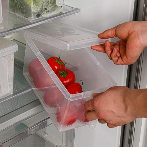Sooyee Produce Saver Containers, 5L x 4, with Drain Tray