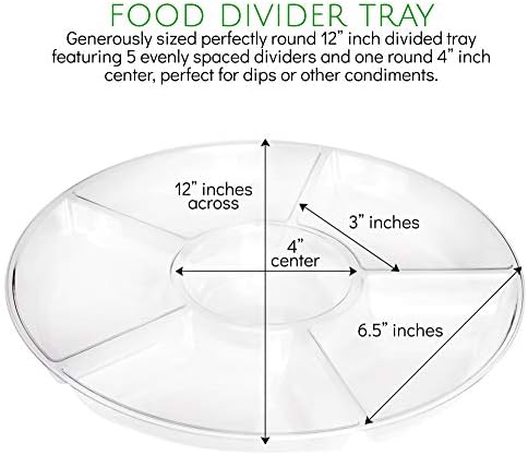 Plasticpro 6 Sectional Round Plastic Serving Tray/Platters Clear Pack