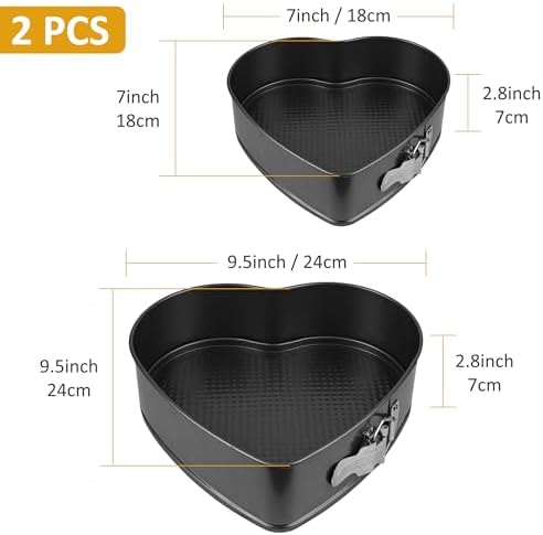 2 Pcs Heart Shaped Springform Pan 7/9 Inch