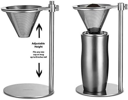 Pour Over Coffee Dripper, Stainless Steel Coffee Filter, Cone Coffee