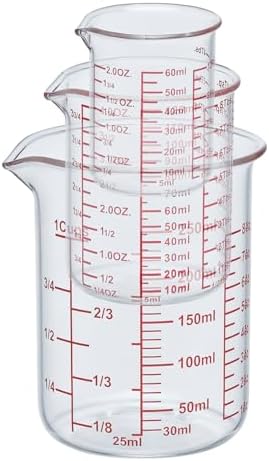 Ackers BORO3.3 Glass Measuring Cups with Spouts, 3-Piece Set