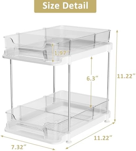 Pull Out Under Sink Organizer, 2-Tier Clear Multi-Purpose Organizer