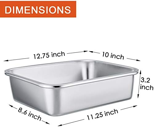 P&P CHEF Stainless Steel Lasagna Pan, Rectangular Baking Pan 12.7"